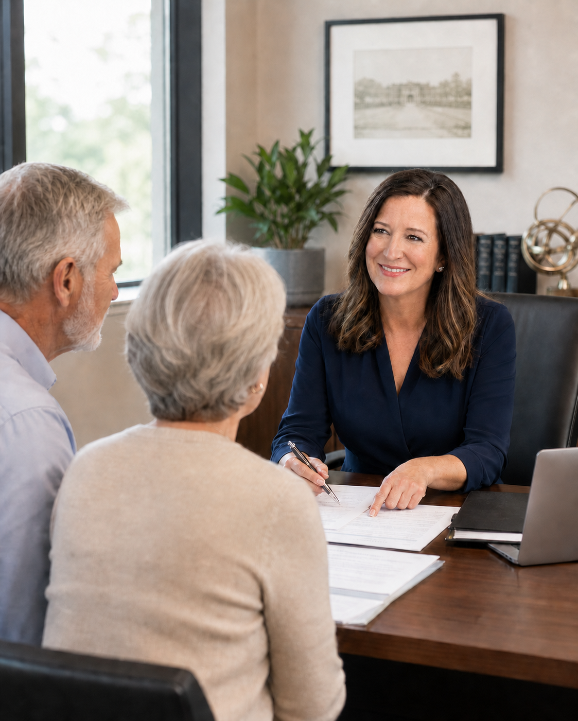 Colleen Carcone consulting with clients on their estate planning